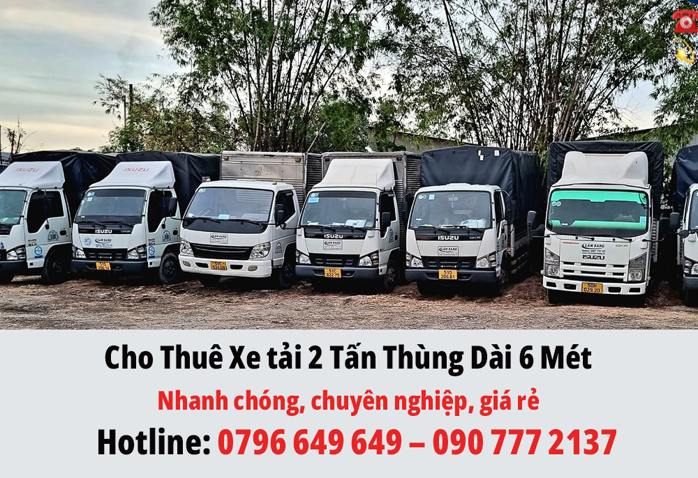 Cho Thuê Xe tải 2 Tấn Thùng Dài 6 Mét