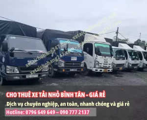 Xe tải cho thuê loại nhỏ ở đâu tại Quận Bình Tân