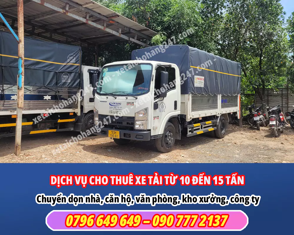 Cho Thuê xe tải chở hàng 11 tấn > 15 Tấn thùng dài 9.5 mét