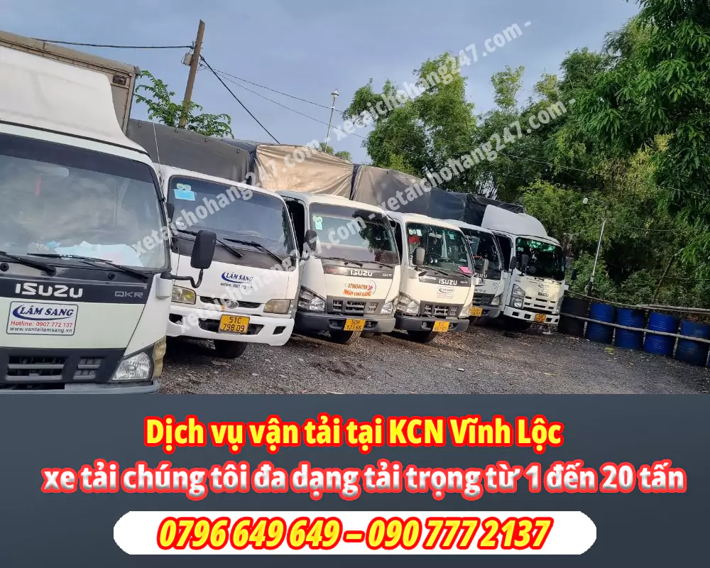 Dịch vụ vận tải chở hàng tại KCN Vĩnh Lộc