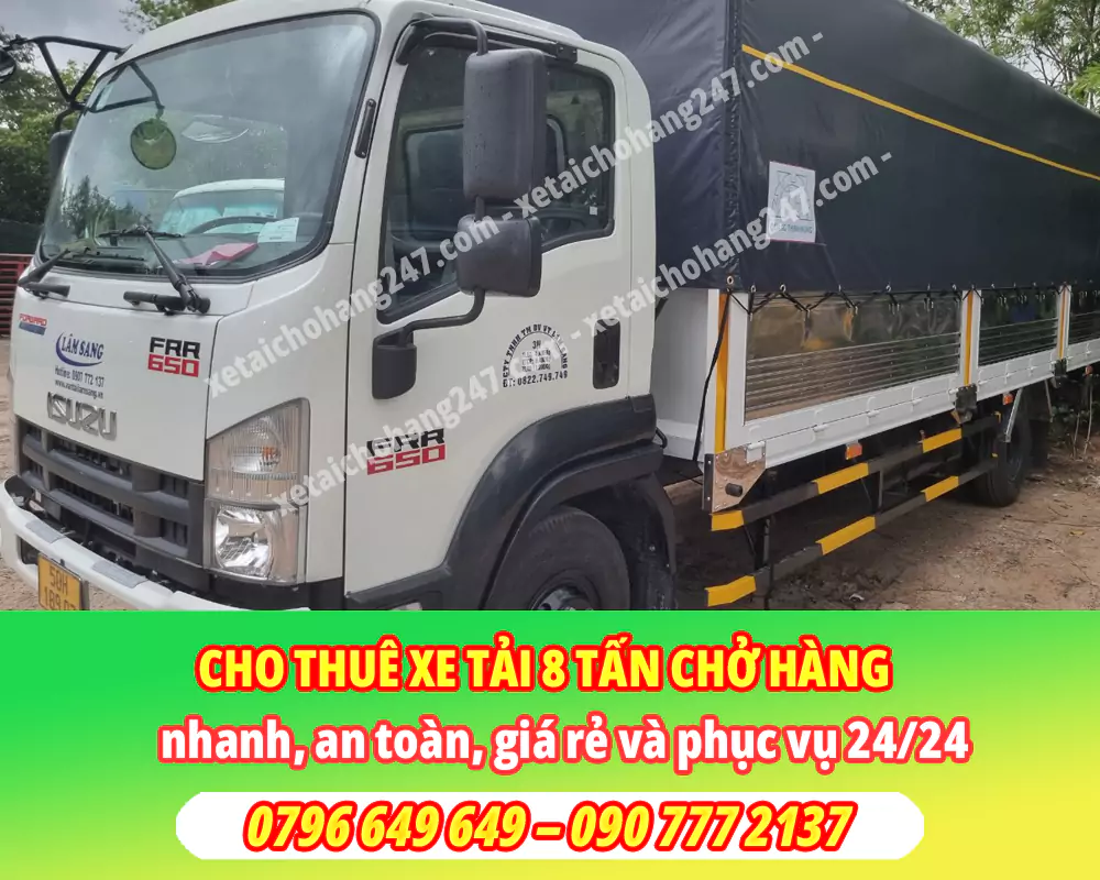Cho Thuê Xe Tải Chở Hàng 8 Tấn Thùng Dài 9m5