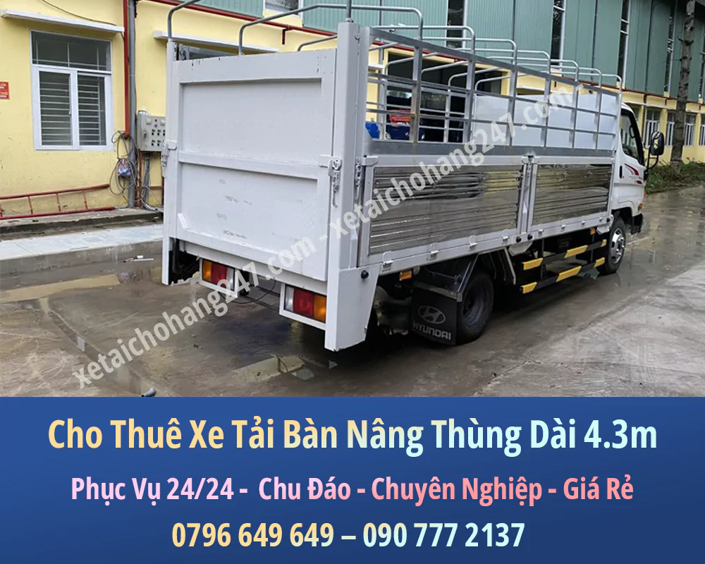 Cho Thuê Xe Tải Bàn Nâng Thùng Dài 4.3m