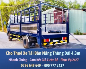 Cho Thuê Xe Tải Bàn Nâng Thùng Dài 4.3m