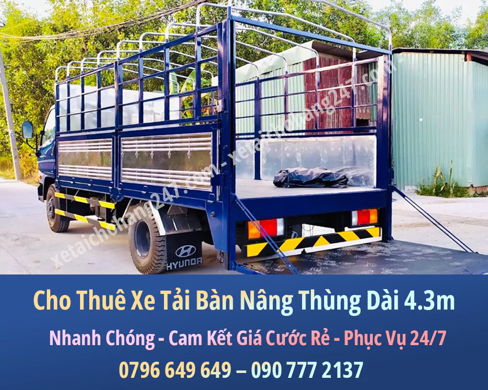 Cho Thuê Xe Tải Bàn Nâng Thùng Dài 4.3m