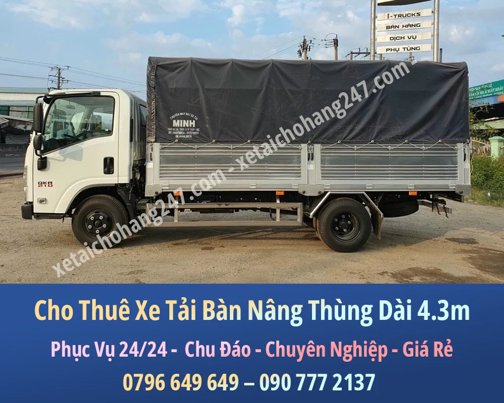 Cho Thuê Xe Tải Bàn Nâng Thùng Dài 4.3m