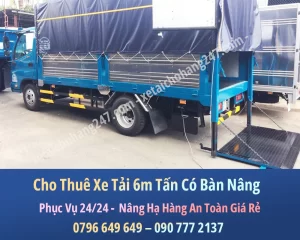 Cho Thuê Xe Tải Bàn Nâng Thùng Dài 6m