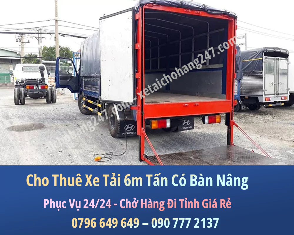 Cho Thuê Xe Tải Bàn Nâng Thùng Dài 6m
