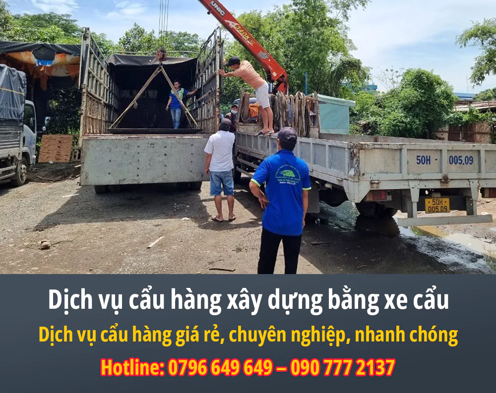 Dịch vụ cẩu hàng xây dựng bằng xe cẩu