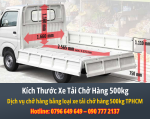 Kích Thước Xe Tải Chở Hàng 500kg
